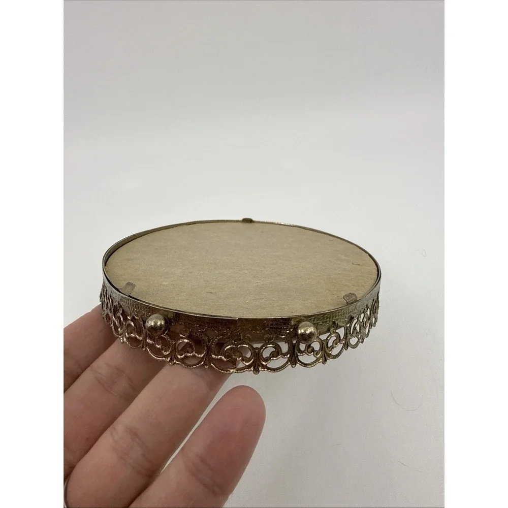 Vintage Frame Gold Plated Floral Lattice Ornate Filigree Oval 4x6
